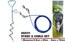 Dog Chains for Outside Heavy Duty Stake Tie Out Cable Tether Spiral Ground Spike