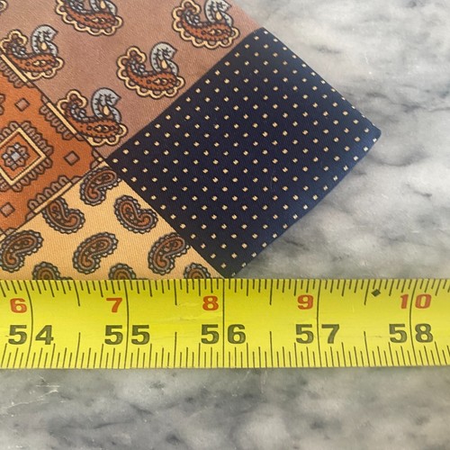Louis THE BERKELEY SHOP Men's Brown Blue Patchwork Paisley Print Necktie~4" J133 - Picture 8 of 8