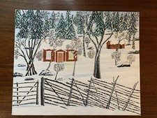Scandinavian Vintage Folk Art Painting
