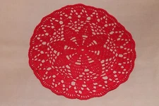 New Hand Crocheted Doily - Red