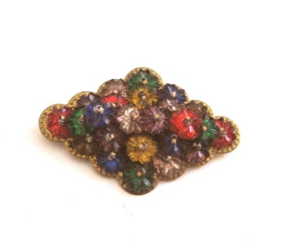 Unsigned Miriam Haskell colorful floral bead Brooch pin