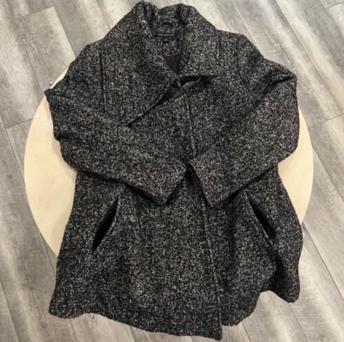 Preston & York Women’s M Charcoal Grey Wool Blend Asymmetrical Shawl Collar Coat - Picture 3 of 13