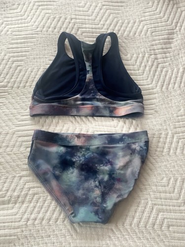 Athleta Girl 2 Piece Swimsuit M/8-10 Tie-dye Galaxy color (Multicolor) - Picture 2 of 5