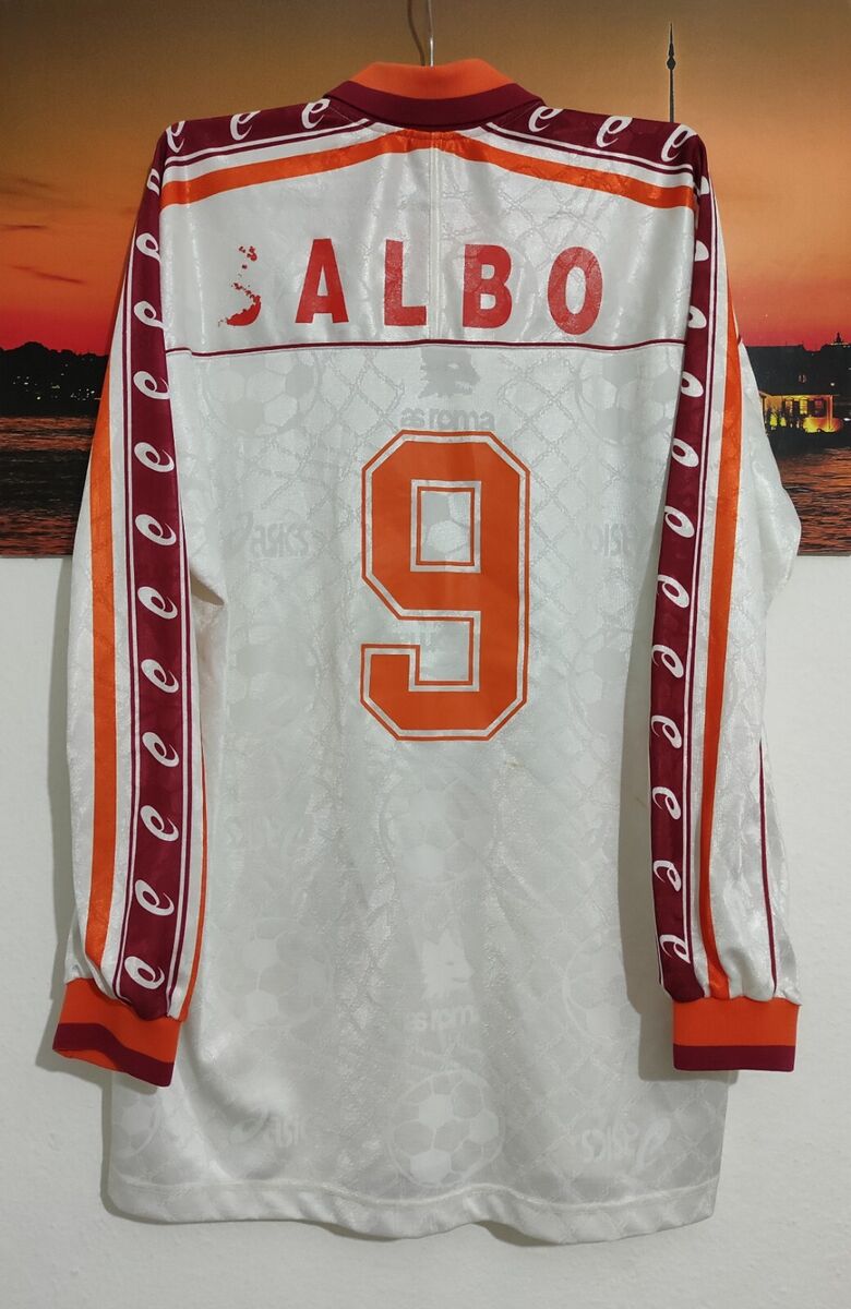 AS ROMA 1995-1996 #9 BALBO LONG SLEEVE AWAY MATCH JERSEY AS ROMA 1995-1996 #9 BALBO LONG SLEEVE AWAY MATCH JERSEY