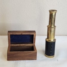 6  Brass Spyglass Telescope with Wooden Box Best for Gift Vintage Monocular