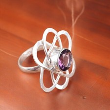 925 Sterling Silver Natural Amethyst February Birthstone Ring All Size Gift DD