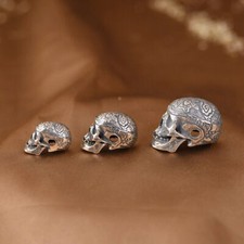 925 Sterling Silver Totem Skull Skeleton Charm Bead DIY Jewelry Findings A5174