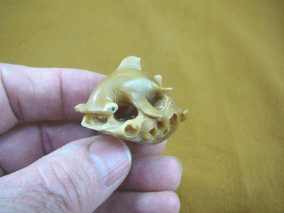 (tb-shark-2) little surf shark Tagua NUT palm figurine Bali I love shaks