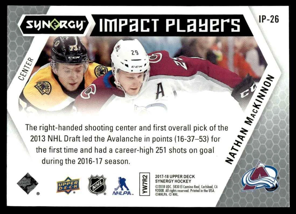 2017-18 Upper Deck Synergy Impact Players - Blue NATHAN MACKINNON - Image 2 of 2