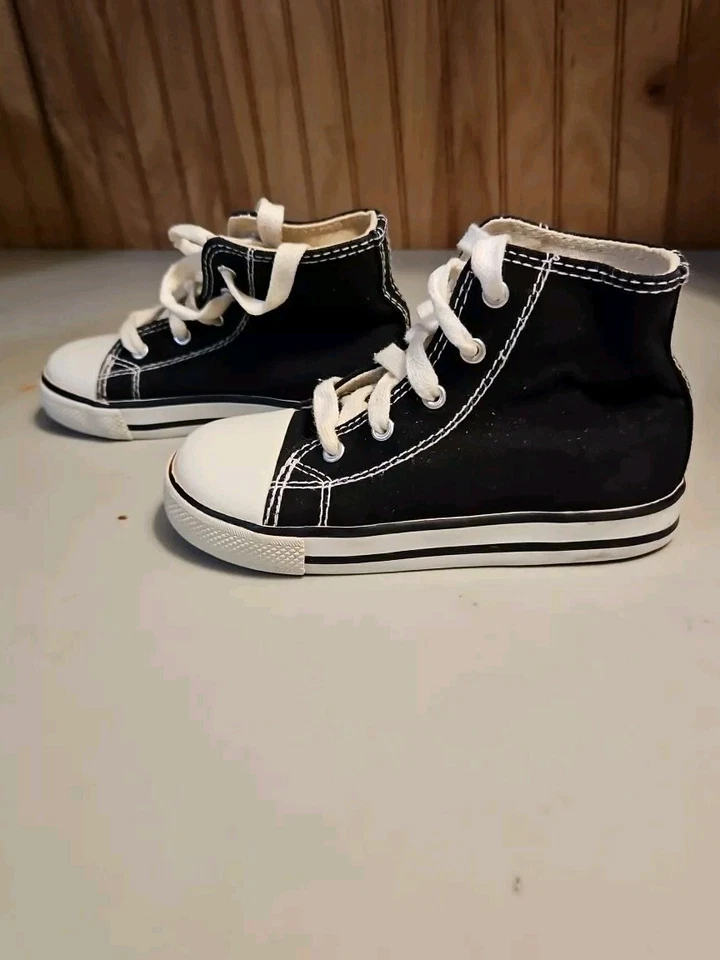 Tênis de cano alto masculino de lona preta tamanho 9,5 - Imagem 2 de 4