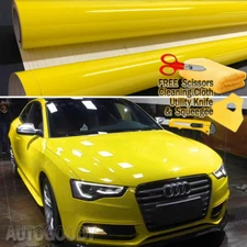 84" x 60" Super Gloss Yellow Vinyl Film Wrap Sticker Air Bubble Free 7ft x 5ft