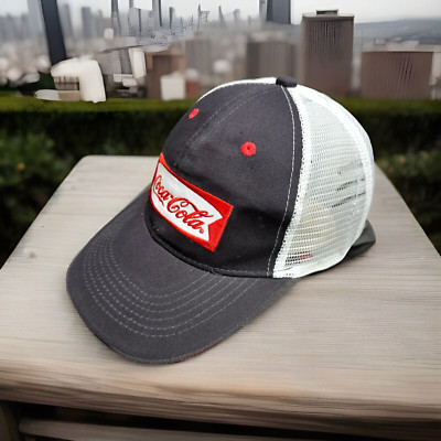 Coca-Cola Trucker Hat Vintage Style Mesh Cap Adjustable Snapback Black & White
