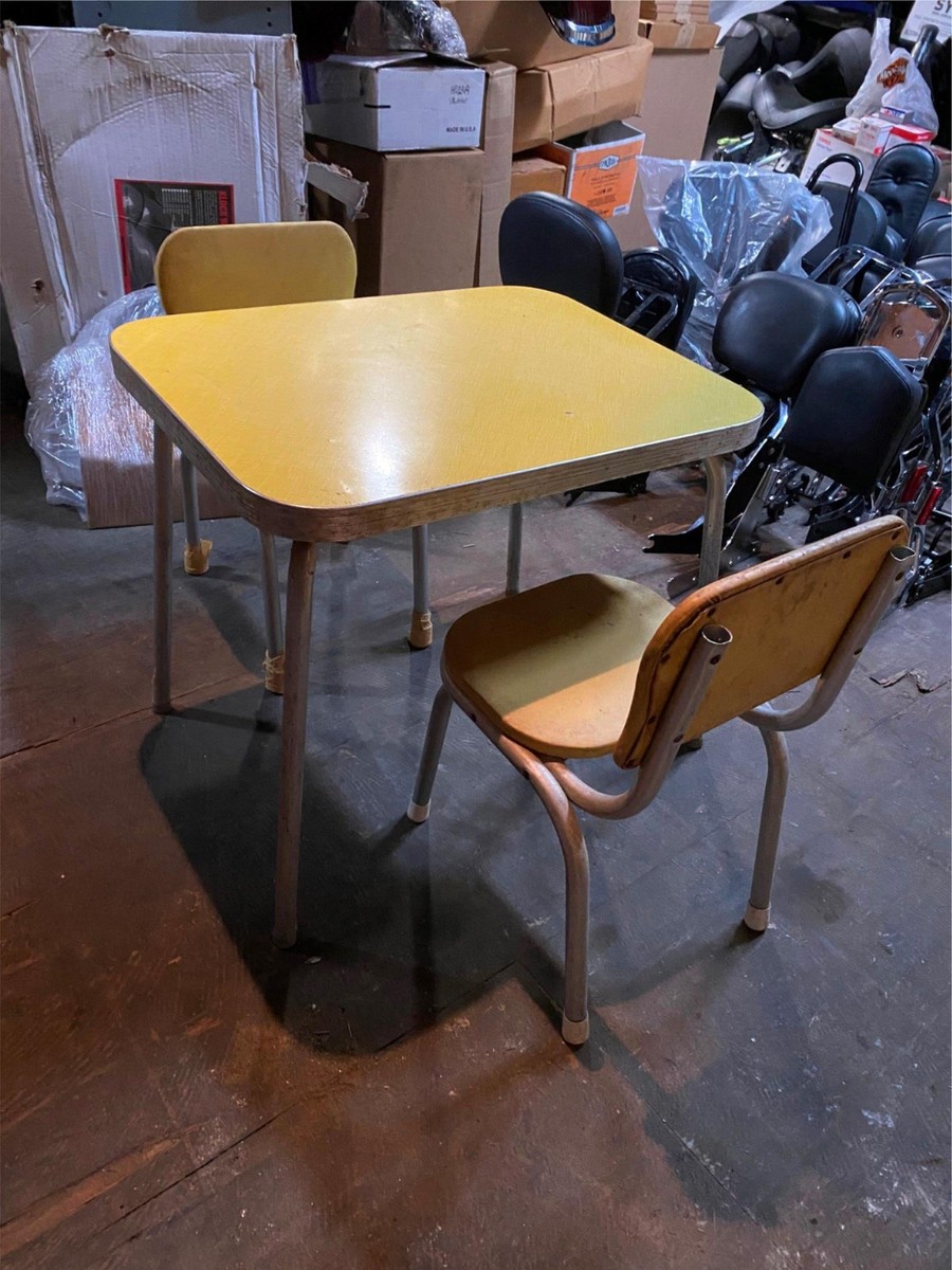 Vintage Children's Wooden Table And Chairs Mid Century Modern