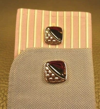 Mid Century Modern Smooth and Textured Yellow Gold Plated Cuff Links 