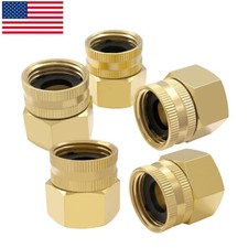 5x Brass Garden Hose Adapter Connector 3/4" GHT to 3/4" NPT Thread Double Female