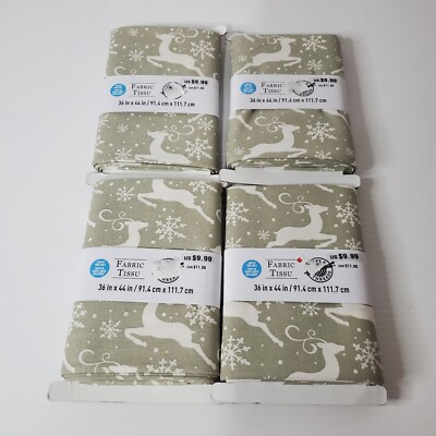 4 Yard Loops & Threads Fabric Tissu Cotton Christmas Reindeer Snowflake Lot Of 4