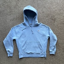 Champion Sweatshirt Womens Large Flaw Reverse Weave Hoodie Light Blue Pockets