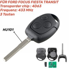 433MHz AUTO FUNKSCHLÜSSEL FÜR FORD FOCUS GALAXY C-MAX MONDEO FIESTA TRANSIT 4D63
