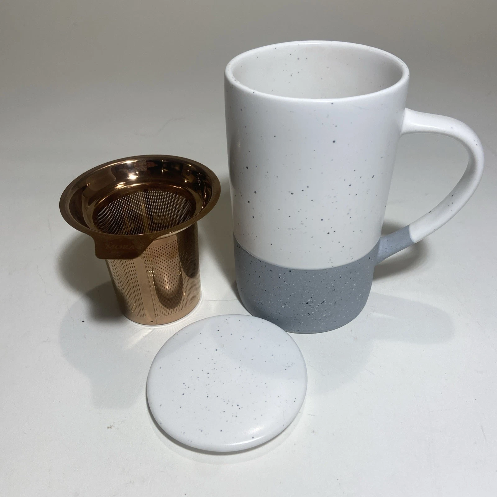 Large Tea Mug with Loose Leaf Infuser and Ceramic Lid 18 oz Mora Ceramics