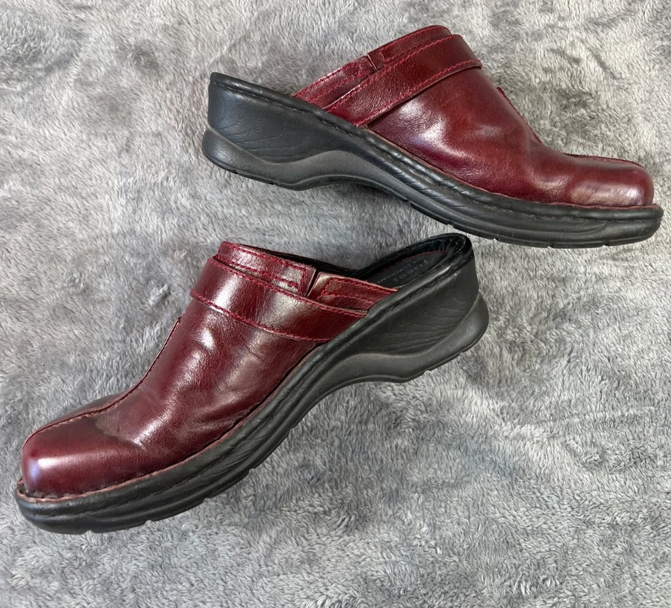 Zuecos Josef Siebel para mujer EE. UU. 8 UE 38 cuero rojo hebilla de mula comodidad para caminar Foto 2 de 4