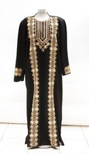 Authentic Palestinian Thobe Black Hebron Manasra Gold Tatreez Embroidered Dress