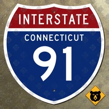 Connecticut Interstate 91 highway route marker road sign Hartford 18x18