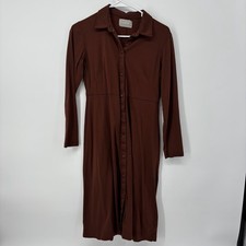 Everlane The Lux Cotton Shirt Dress Button Front Brown Women’s Size Small
