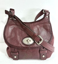 FOSSIL MADDOX Vintage Burgundy Leather Crossbody Messenger Shoulder Bag