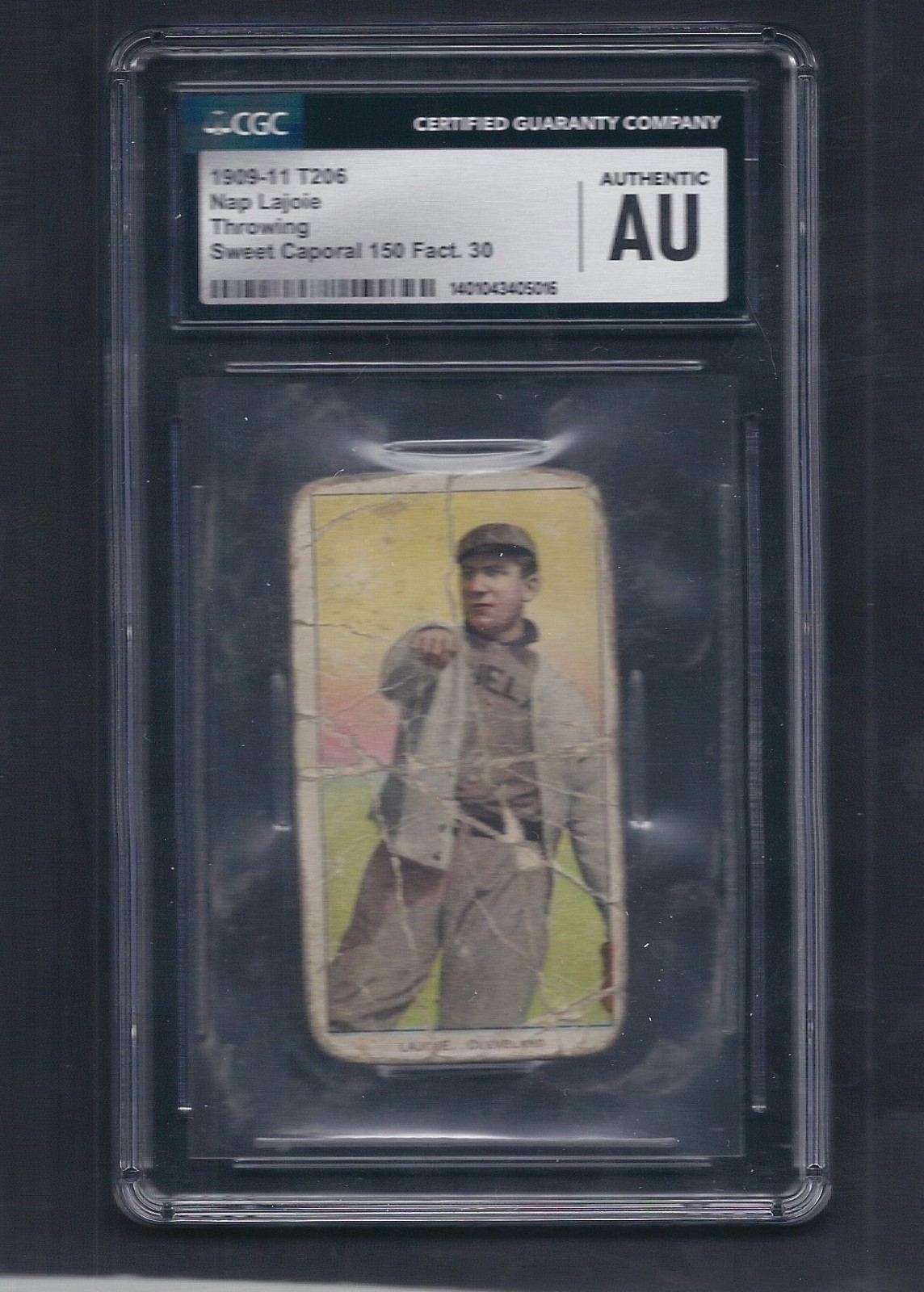 1909-11 T206 NAP LAJOIE THROWING - SWEET CAPORAL 150/30 - AUTHENTIC CGC