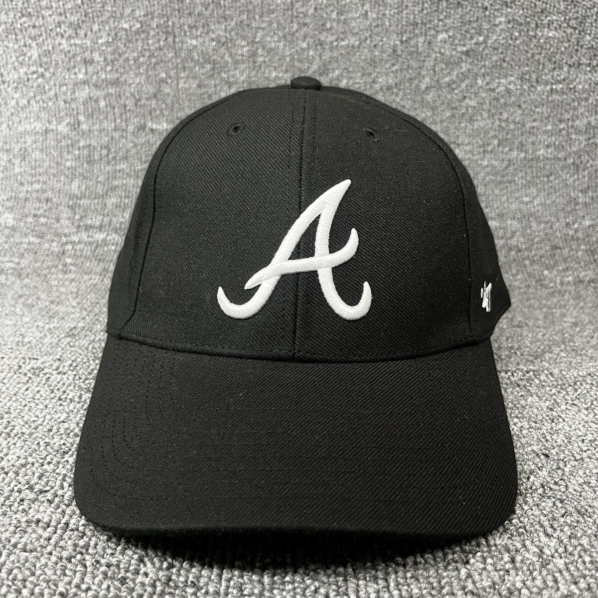 '47 Brand Atlanta Braves Hitch Snapback Hat Black White Script A Adjustable