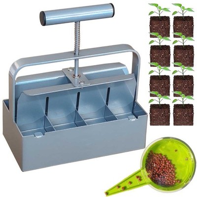Handheld Soil Blocker Tool Kit - 8 Cell Heavy Duty 2 Inch Soil Block Maker fo...