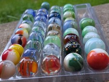 Mixed Lot Assorted Glass Toy Marbles Swirl Style Machine Made Lot of 43