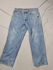 Chaps Denim Jeans Mens 38x32 Blue Medium Wash Relaxed Fit Straight Leg Cotton