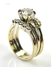 Gorgeous 14K White Gold Large 2K Diamond Engagement Wedding Ring Jewelry