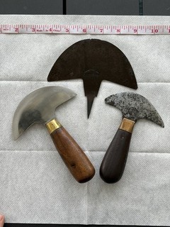 Lot Of Antique Vintage Round Half Moon Head Leather Knife Osborne JOSEPH DIXON