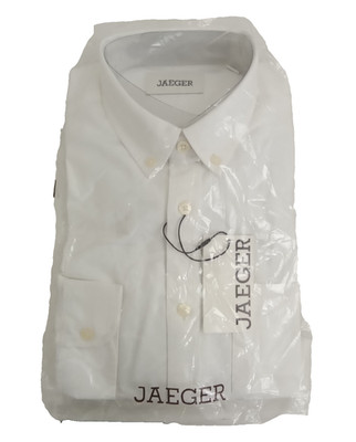 Jaeger Men's Casual Shirt Size M White Cotton Collared Pockets Button Up New