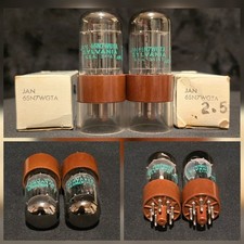 SYLVANIA 6SN7 GTA JAN CHS CHROME TOPPED HALOS BROWN BASE MATCHING SET NIB