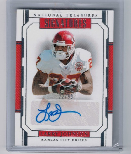 2018 Panini National Treasures Larry Johnson Signatures Auto #'ed 22/99