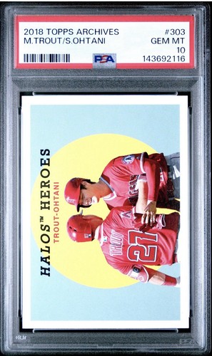 2018 Topps Archives #303 Mike Trout Shohei Ohtani PSA 10