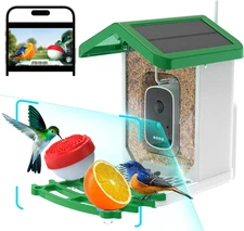 Bird Feeder with Camera,  Smart AI Identify Birds Camera with Solar Powered, Wir