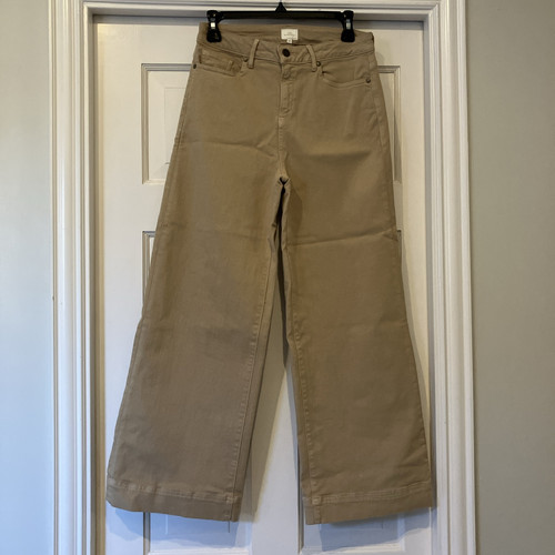 Ann Mashburn Beige Khaki Wide-Leg Cropped 5-Pocket Jeans Gr. 27. Neu ohne Etikett
