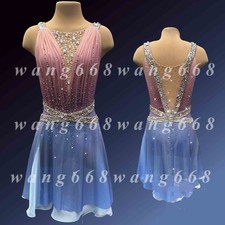 Figure Skating Dress Ice Skating Dress Competition Skating blue dyeing pink
