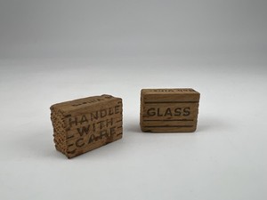 Wood Crates Handle With Care Glass O Gauge Train Freight Load Pair