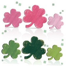 6 Pcs St. Patrick's Day Wooden Signs Clover Shamrock Wooden Table Pink Retro