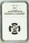 1945 D Mercury Dime, NGC MS 67