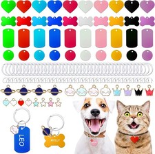 140pcs Pet ID Tag Set with 40pcs Colourful Blank Dog Tags Double Sided Alumin...