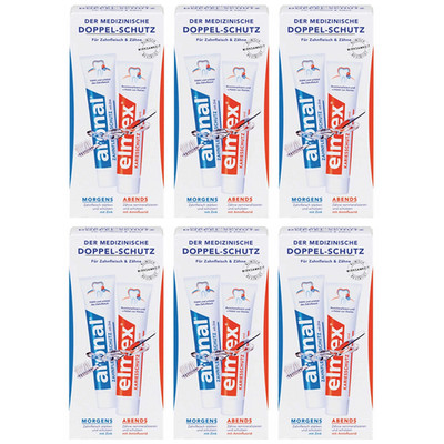 6 x Elmex Aronal Mundhygiene Set Doppelschutz Zahnpasta Zahncreme 75 ml 2er Pack