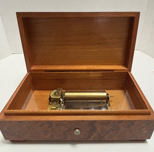 Vintage Burl Wood REUGE Swiss Music Box 3 Son...