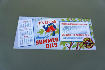 Signal Gas and Oil Ink Blotter Vintage Advertising Spring Time Summer Oils 1940