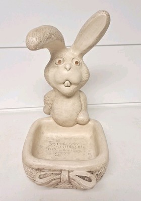 Vintage 1974 Tuscany Studio Bunny Rabbit Dish Chicago 1974  Ceramic Easter Art 